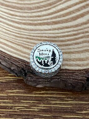 Pandora Smoky Mountains Pigeon Forge TN Tree Bead Charm S925 Silver Charm